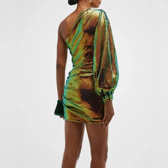 Bronx and Banco Galaxy Petrol One Shoulder Sequin Dress